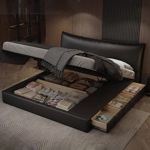 <span class=keywords><strong>Lit</strong></span> King Size en Cuir Véritable Minimaliste Italien 2 * 2 Mètres Grand <span class=keywords><strong>Lit</strong></span> Plateforme Tatami avec Tête <span class=keywords><strong>de</strong></span> <span class=keywords><strong>Lit</strong></span> <span class=keywords><strong>Capitonnée</strong></span> Remplissage en Duvet - Product Image 3