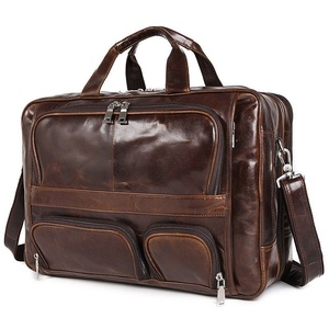 Sac d'affaires rétro en cuir véritable pour hommes, sac à main de grande capacité, porte-documents pour ordinateur, étanche et pratique B0386 - Product Image 5