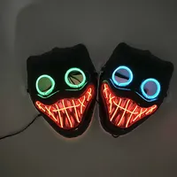 Masque facial en PVC lumineux à LED néon, masque de cosplay pour Halloween, fête costumée, luminescent dans le noir, nouvelle mode