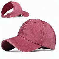 Casquette de baseball vintage sportive personnalisée effet vieilli et délavé pour femme, avec trou pour queue de cheval, boucle dorée et sangle réglable, 6 panneaux