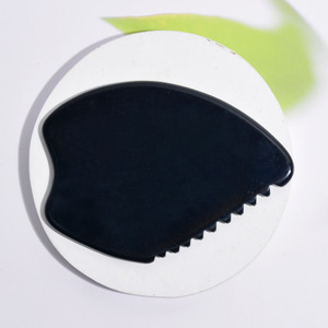 Outil de massage Gua Sha DIY en pierre de Bian noire pour le visage et le corps - Product Image 2