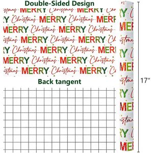 Merry Christmas <b>Wrapping</b> <b>Paper</b> 17 In X 32.8 Ft Double Side Recyclable Gift Craft <b>Paper</b> For Holiday Packaging - Product Image 5