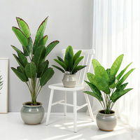 Plantes artificielles en pot Monstera, Palmier, Bananier, Grands arbres tropicaux en soie pour la décoration de la maison, du bureau, de l'hôtel, Vente en gros, Logo personnalisé