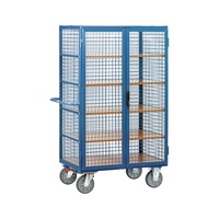 Troli Logistik 5 Lapis Berlapis Bubuk Baja dengan Jaring 50x50mm, Roda Putar Ber-Rem, Kapasitas 500kg untuk Gudang dan Supermarket