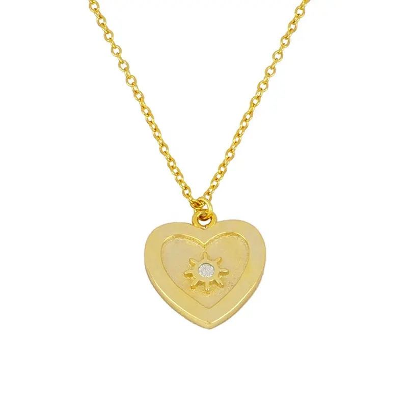 Gemnel new arrival 925 silver jewelry gold plated solitaire diamond love heart pendant necklace