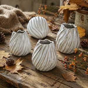 <span class=keywords><strong>Vasi</strong></span> Moderni in Ceramica Bianca con Decorazioni Floreali per Interni di JiMu - Product Image 1