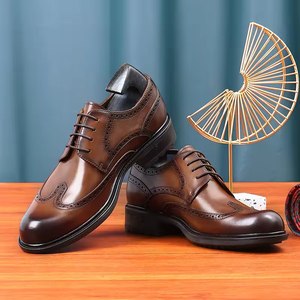 Chaussures Richelieu en Cuir Véritable pour Hommes, Style Business Formel, Nouveauté 2025, Bout Carré, Semelle Épaisse, Antidérapantes, Style Britannique Intemporel - Product Image 3