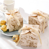 Boîte Rétro Bonbons de Mariage avec Ruban Paquet Faveurs Chocolat Cadeaux pour Invités Boîte à Bonbons de Fête