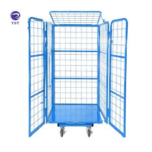 Chariot à <span class=keywords><strong>cage</strong></span> d'entrepôt en treillis métallique roulant en acier pliable personnalisé - Product Image 3