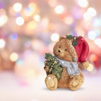 Figurine d'ours en polyrésine moderne et joyeuse, impression numérique, décoration de Noël, petit cadeau de Saint-Nicolas pour étagères et tables