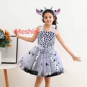 Robe tutu vache de dessin animé MS 2024 pour filles, imprimé personnage animal, pour fête, spectacle, cosplay, avec doublure, pour les fêtes des enfants - Product Image 1