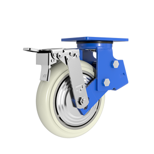 Hoch leistungs feder Stoß dämpfende Rollen <span class=keywords><strong>5</strong></span> Zoll 6 Zoll 8 Zoll Weiß Polyurethan-Doppel lager mit hoher Elastizität und Bremse - Product Image 3