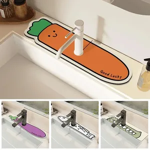 Tapis de protection pour robinet de cuisine en boue de diatomées imprimée, tapis de lavabo de salle de bain super absorbant, tapis de drainage antidérapant, écologique, protection anti-éclaboussures pour comptoir - Product Image 1