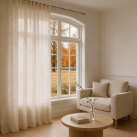 Tissu de rideau en tulle aspect lin, mélange polyester/coton/lin, style moderne, toutes saisons, traitement de fenêtre personnalisable