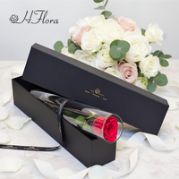 Bouquet de roses éternelles personnalisées pour festival, fleurs préservées, branches de roses immortelles, roses éternelles, boîte cadeau, bouquet de fleurs rose, 50 pièces