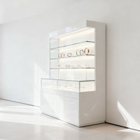 Support d'affichage en bois moderne à face unique, étagère d'affichage en bois avec éclairage LED pour les promotions en magasins de détail et les centres commerciaux
