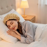 Bonnet de douche en soie élastique à double couche réglable technique de tricot de couleur unie respirante pour les soins capillaires post-partum santé des yeux