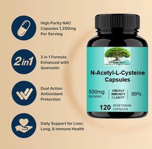 Produits de beauté pour adultes : Capsules de N-Acétyl-L-Cystéine (NAC) avec Quercétine, Chardon-Marie, Molybdène et Sélénium - Product Image 5
