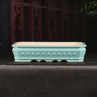 Pot de fleurs écologique en argile émaillée Yixing, style ancien, long et peu profond, avec trou de drainage, best-seller