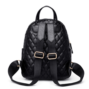 New Fashion School <strong>Backpacks</strong> <strong>Satchel</strong> Women Ladies Classic-style Black Quilted Leather <strong>Backpack</strong> - Product Image 3