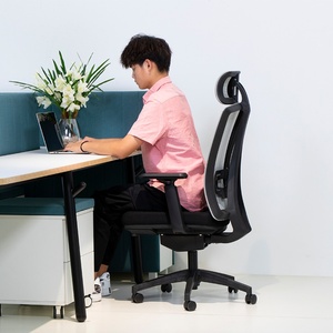 Chaise de bureau ergonomique certifiée BIFMA au design moderne, entièrement en maille, pivotante pour usage intérieur, en tissu - Product Image 3