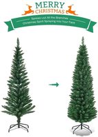 Arbre de noël vert mince en PVC complet de 5 pieds pour la décoration extérieure et intérieure