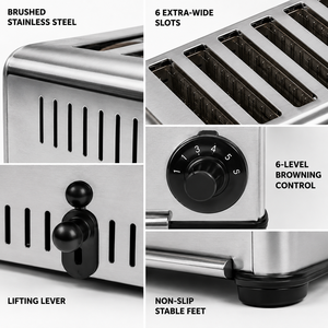 Tostadora Eléctrica Comercial de Acero Inoxidable 220V, Tostadora Multi-Ranura de 4/6 Rebanadas para Hotel, Buffet, Cafetería, Restaurante, Cocina - Product Image 2