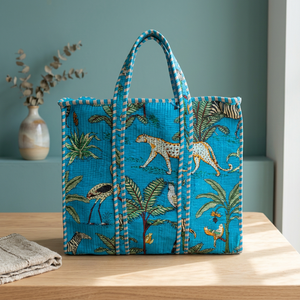 Bolsos Tote Acolchados de Algodón con Estampado a Mano, Estilo Campestre Francés, Bolsos de Almacenamiento Grandes Hechos a Mano - Product Image 2
