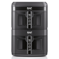 Fritadeira a Ar Dupla RAF 14L 2800W 7L com Controle Digital 60-200°C para Frango e Batatas Fritas - Ideal para Cozinha Doméstica