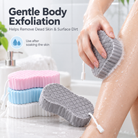 Éponge exfoliante douce à séchage rapide en PVA texturé pour le corps, avec corde de suspension, réutilisable pour la douche et le bain