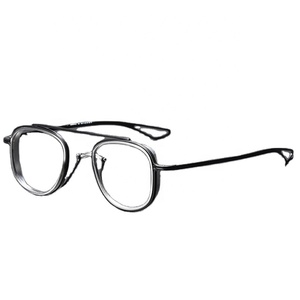Kacamata Titanium Murni Bingkai Kacamata Resep Persegi <span class=keywords><strong>Retro</strong></span> untuk Pria Wanita 2022 Kacamata Miopia Antik Kacamata Optik - Product Image 1