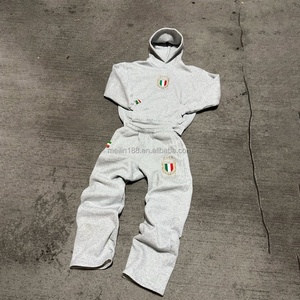 Ensemble survêtement décontracté 2 pièces personnalisé en molleton épais avec pantalon large et sweat à capuche – Fabricant de tenues de sport et de jogging - Product Image 3