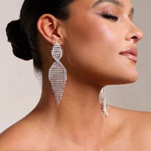 Boucles d'oreilles pendantes en cristal argenté TopGems, forme goutte d'eau, longues franges, zircon scintillant, cadeaux pour femmes - Product Image 2