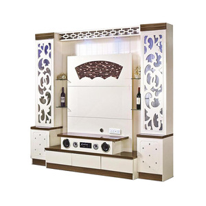 2024 nouveau Design moderne luxe bois armoires de télévision décor Table basse et support de télévision 65 70 pouces dans le feu décor salon meubles - Product Image 2