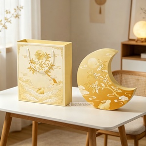 Caja de Pastel Lunar con Forma de <span class=keywords><strong>Luna</strong></span> Irregular para el Festival de Medio Otoño, con Logotipo en Lámina Dorada Personalizada, Reutilizable, de Cartón Rígido - Product Image 1