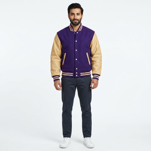 Chaquetas Bomber Varsity Bordadas Personalizadas FINER THREADS al por Mayor para Hombre - Abrigo Deportivo de Invierno con Exterior de Lana/Viscosa y Poliéster/Algodón - Product Image 1