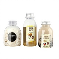 Bouteilles en plastique transparent jetables résistantes aux hautes températures, imprimées à l'écran pour boissons chaudes, gelée, thé au lait, pêre des neiges