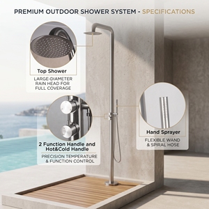 VIRPOL - Juego de Ducha de Columna Independiente para Exteriores con Energía Solar, Acero Inoxidable Niquelado, Válvula de Cerámica, Ducha Premium - Product Image 3