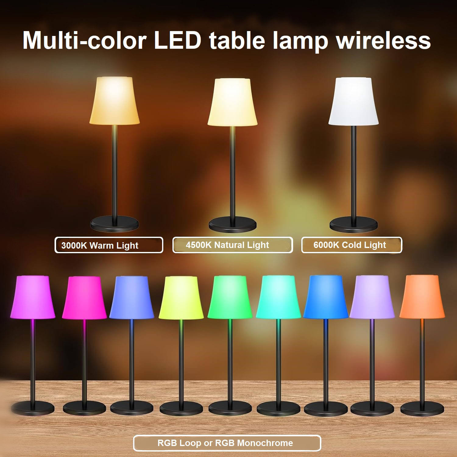 QF-240 RGB Rechargeable Table Lamp 3000K 4500K 6000K Dimming No Glare LED  Night Light Decorative Lamp