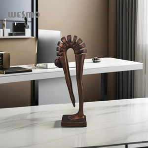 Decoración de Interiores Nórdica, Escultura Abstracta de Resina en Bronce Oscuro con Forma Curva, Decoración Artística para Sala de Estar - Product Image 4