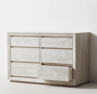 Commode à 6 tiroirs de style américain moderne, en chêne massif blanc lavé, pour chambre à coucher ou salon, avec poignées écologiques