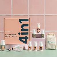 Kit de rehaussement de cils et de lamination de sourcils coréen de qualité professionnelle à base de cystéamine, kit 4-en-1 de rehaussement de cils et de sourcils + teinture, kit de luxe personnalisé OEM
