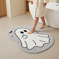 Tapis de chambre moderne en polyester imprimé fantaisie motif chauve-souris fantôme, en faux velours façonné, fabriqué à la machine, pour Halloween