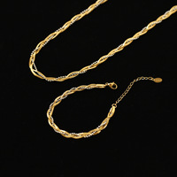 Bracelet en acier inoxydable 316L plaqué or PVD, tressé en chevrons, étanche, résistant au ternissement, chaîne tissée pour femmes