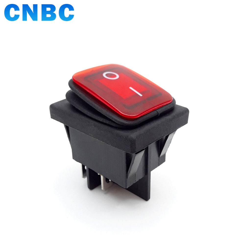 Waterproof KCD4 DPST 4 Pins on OFF 16A 24V Illuminated Rocker Switch 250V With Led Light