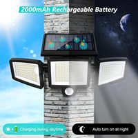 Lámpara de Seguridad LED Solar para Exteriores IP67 de 2500LM con Control Remoto, Sensor de Movimiento de 3 Cabezas, Ángulo Amplio de 270°, Luz de Pared de 6000K