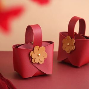 <b>Creative</b> Wedding Candy Box Bag with Embossed Design PU Leather Portable for Promotional <b>Gifts</b> - Product Image 1