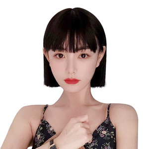 Peluca Bobo de Cobertura Completa, Venta al por Mayor para Fabricantes, con Flequillo Moderno, Talla Única, Cabello Corto, Negro Natural/Moca/Marrón - Product Image 5