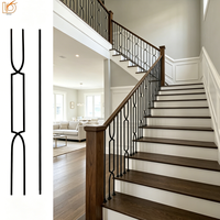 Nouveau design, fournisseur de spindles métalliques carrés creux en fer forgé, noir mat et noir satiné, 1/2''*44'', pour balustrades de balcon intérieures