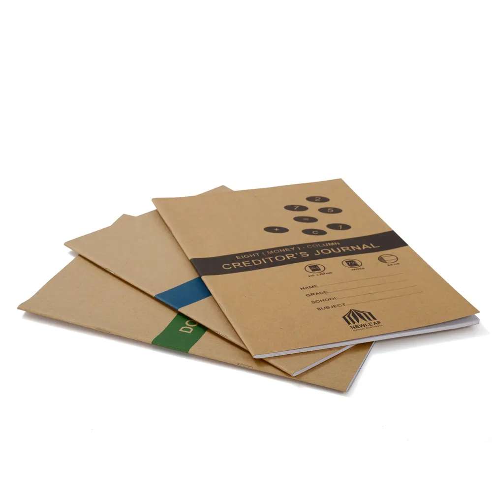 Eco Friendly Cheap Bulk Custom Made Plain Kraft Paper Cover Blank Notebook Elementary Stationery Exercise Book